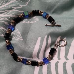 Black and Blue Beaded Bracelet